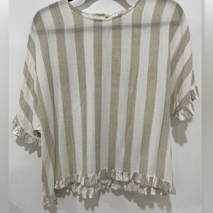 Stripe Blouse with Ruffle Details by Esley - Size Small